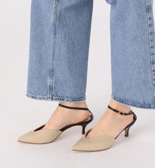 TOMORROWLAND GOODS「NEBULONI E. リネンコンビアンクルストラップパンプス」|パンプス|