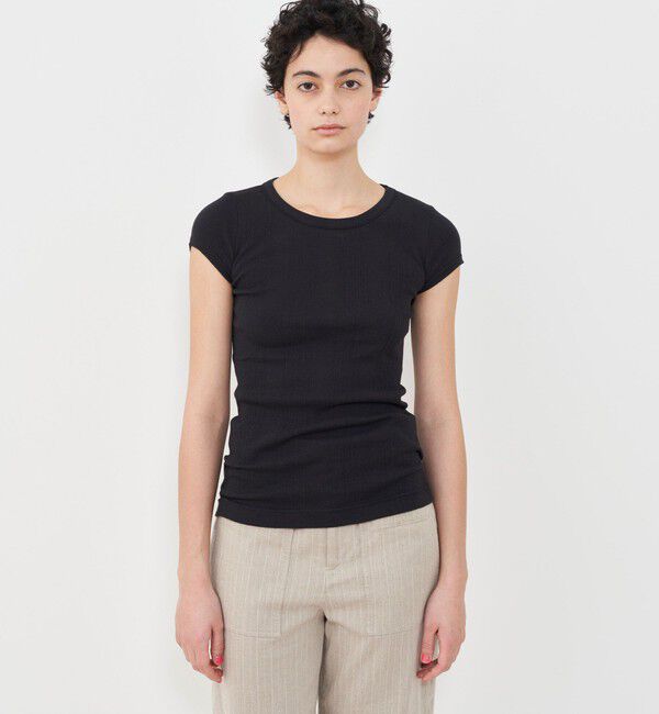 GALERIE VIE「ランダムテレコリブ フレンチスリーブプルオーバー」|Tシャツ・カットソー|