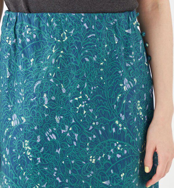 SOULEIADO「リネンプリント ナローマキシスカート」|タイト|