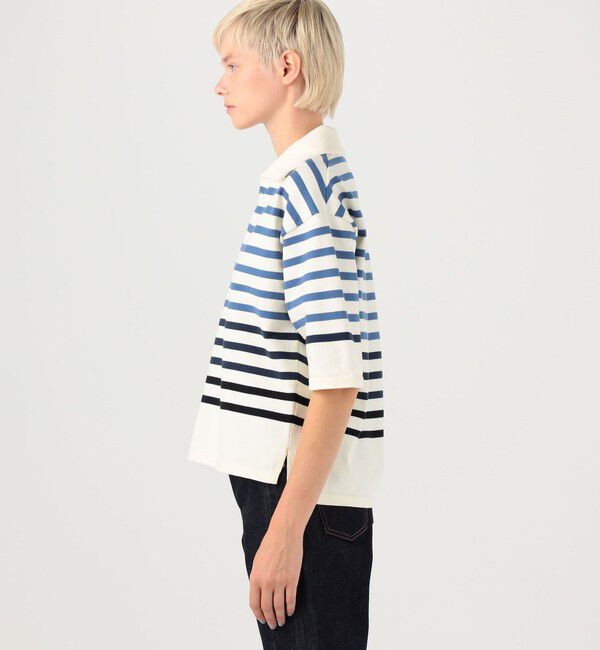 MACPHEE「コットンポリエステルボーダー スキッパープルオーバー」|ニット・セーター|