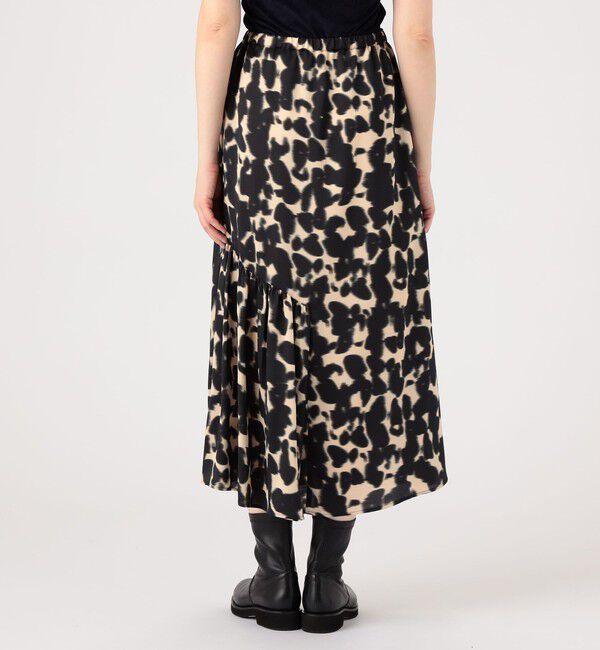 MACPHEE「ブルリープリント アシンメトリーギャザースカート」|フレア|