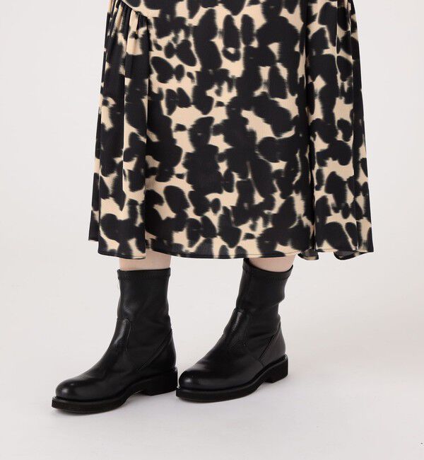 MACPHEE「ブルリープリント アシンメトリーギャザースカート」|フレア|