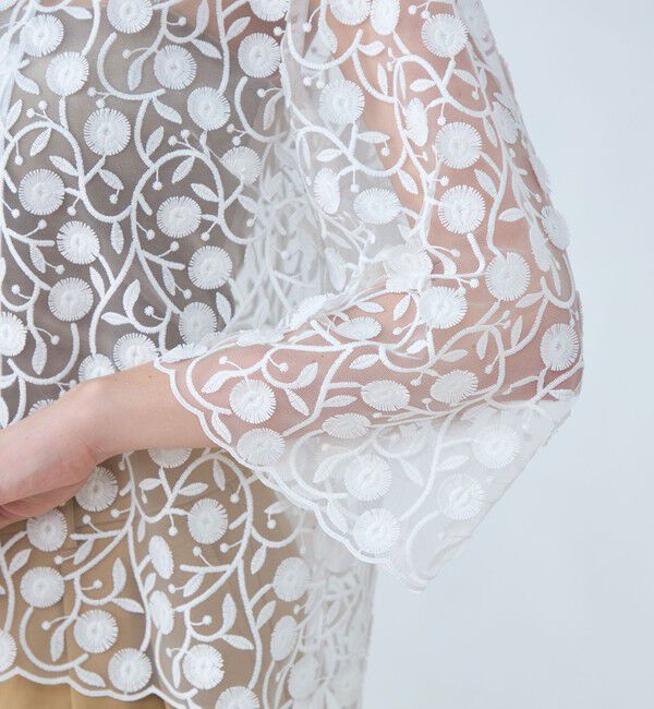 MACPHEE「メッシュエンブロイダリー オープンカラーシャツ」|シャツ・ブラウス|