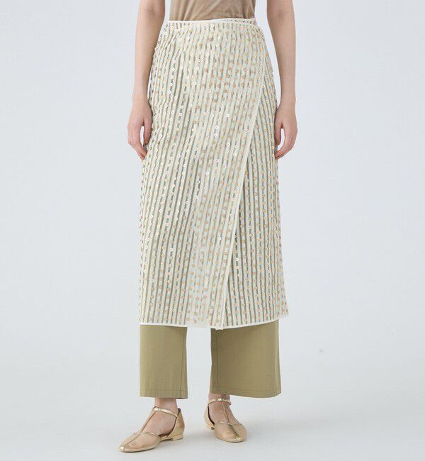 MACPHEE「ストライプスパンコール ラップミディスカート」|スカート|