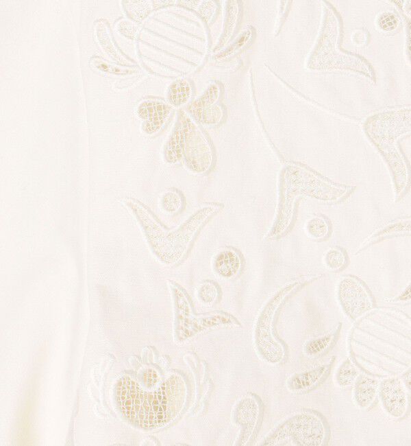 DES PRES「カットワークエンブロイダリー クロップドジャケット」|ノーカラージャケット|