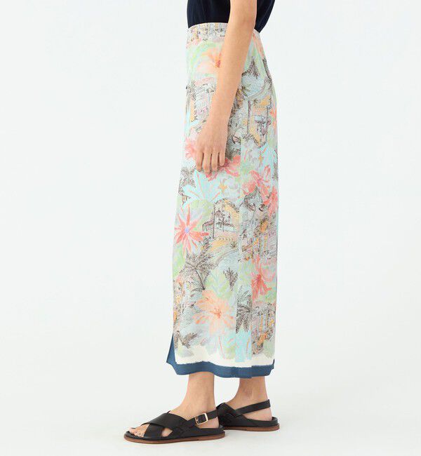 MACPHEE「スカーフプリント ラップマキシスカート」|タイト|