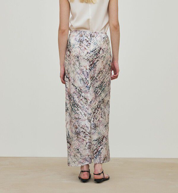 DES PRES「メッセージ ウォールプリント エラスティックストレートスカート」|タイト|