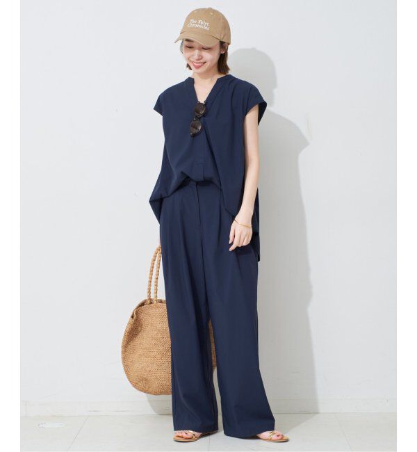 SLOBE IENA「《2枚セット/防しわ性/撥水/接触冷感//追加》ナイロンブラウス&times;パンツセット」|シャツ・ブラウス|