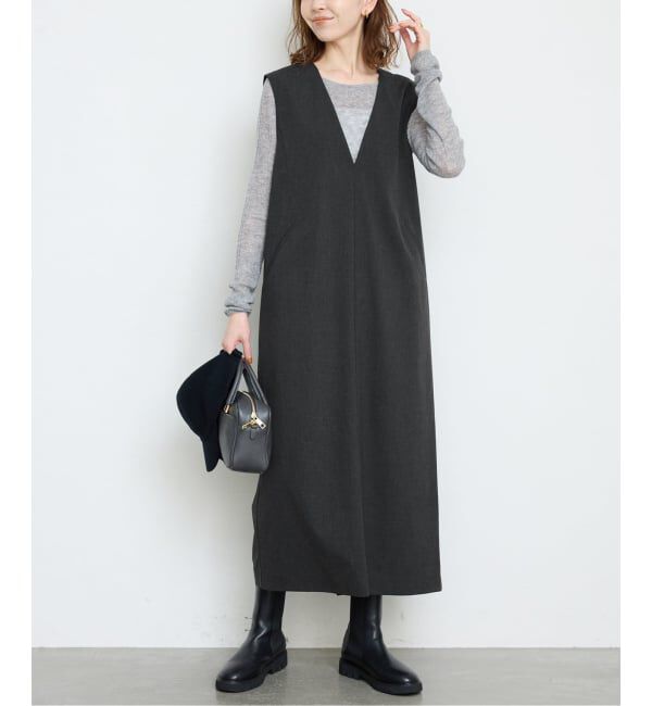 SLOBE IENA「《WEB限定/追加予約》TR Vネックジャンパースカート」|ワンピース|