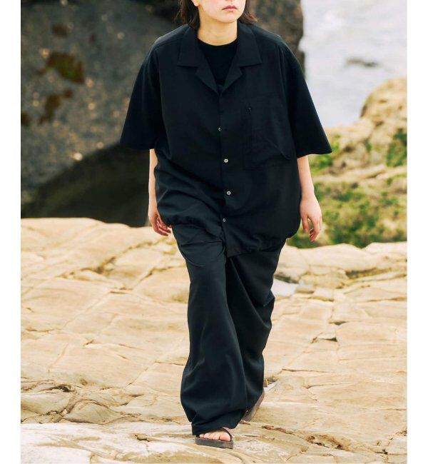 417 EDIFICE「追加 "WEB限定" オーバーサイズシャツ＆ワイドスラックス サイクルセットアップ」|シャツ・ブラウス|ブラック