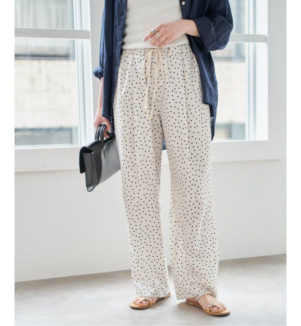 Spick and Span「《WEB限定》ドットプリントイージーストレートパンツ」|スラックス|