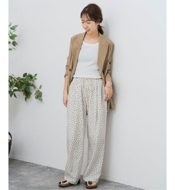 Spick and Span「《WEB限定》ドットプリントイージーストレートパンツ」|スラックス|