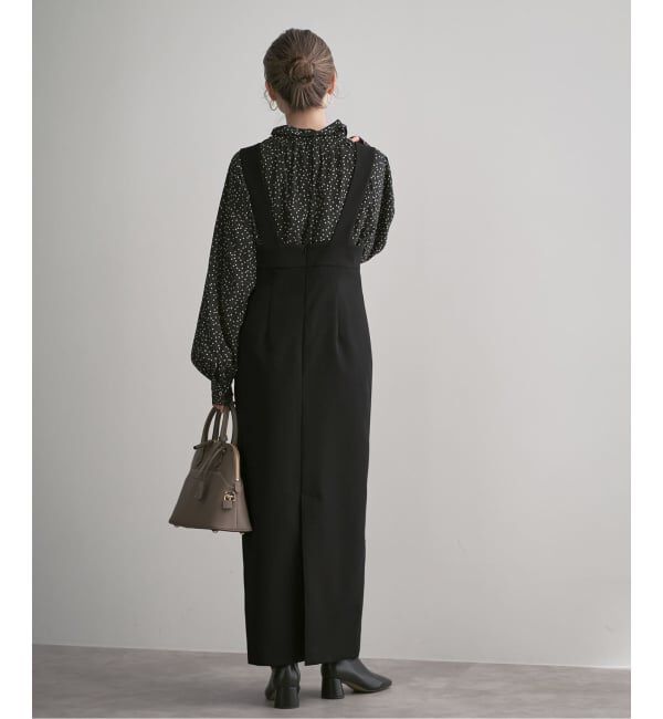 NOBLE「《26SS先行予約》ラフィネダブルクロスソフトスクエアワンピース」|ワンピース|