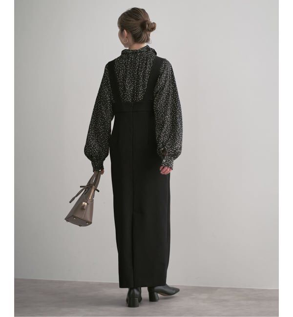 NOBLE「《26SS先行予約》ラフィネダブルクロスソフトスクエアワンピース」|ワンピース|