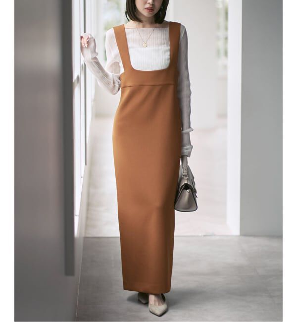 NOBLE「《26SS先行予約》ラフィネダブルクロスソフトスクエアワンピース」|ワンピース|