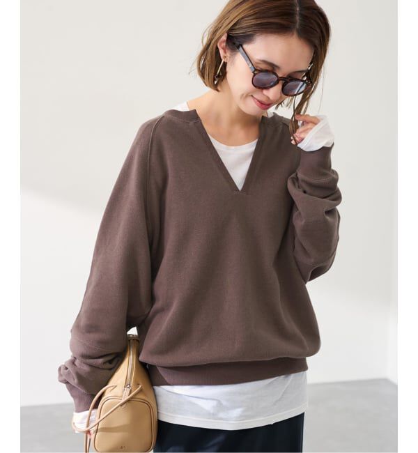 FRAMeWORK「≪予約≫Butter Terry キーネックスウェット」|スウェット・ジャージ|ブラウン