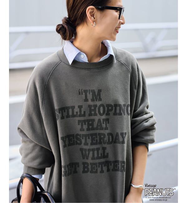 FRAMeWORK「≪WEB限定/ 追加予約≫MEAN MACHINE AGE 別注 PEANUTS VTG CREW SWT "CHARLIE"」|Tシャツ・カットソー|ブラック D