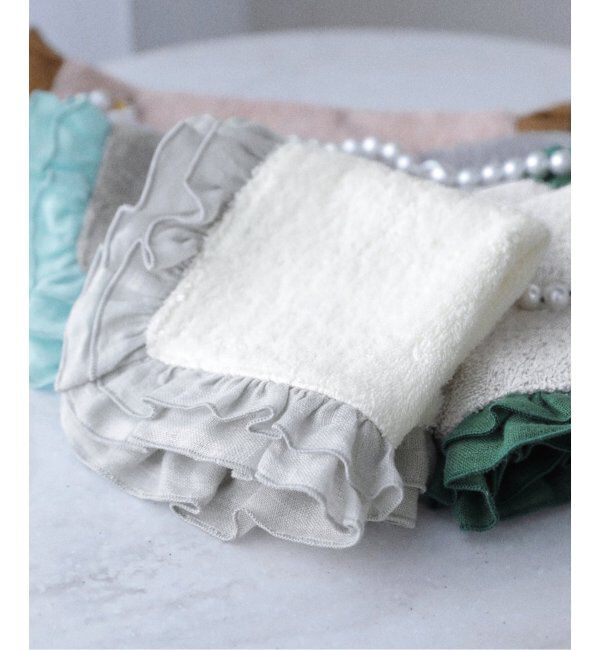  「BORGO DELLE TOVAGLIE/ボルゴ デレ トヴァーリエ 別注フリルミニタオル」|ハンカチ|グレーA