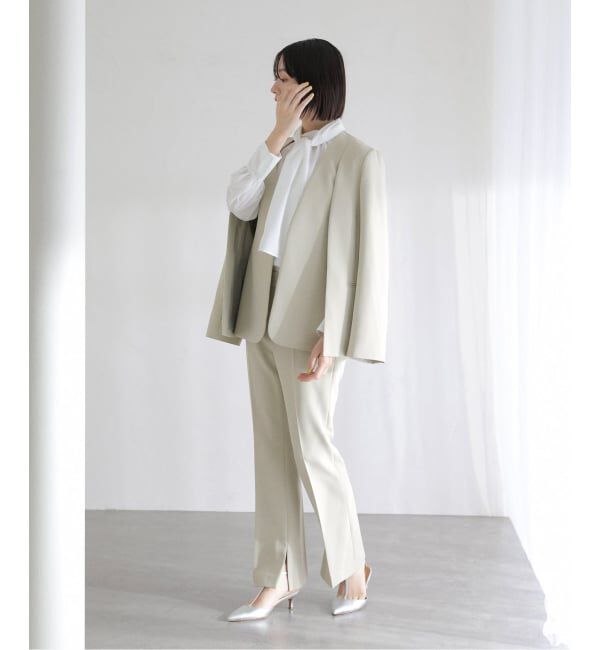  「《予約》2WAYスリットジャケット」|ノーカラージャケット|