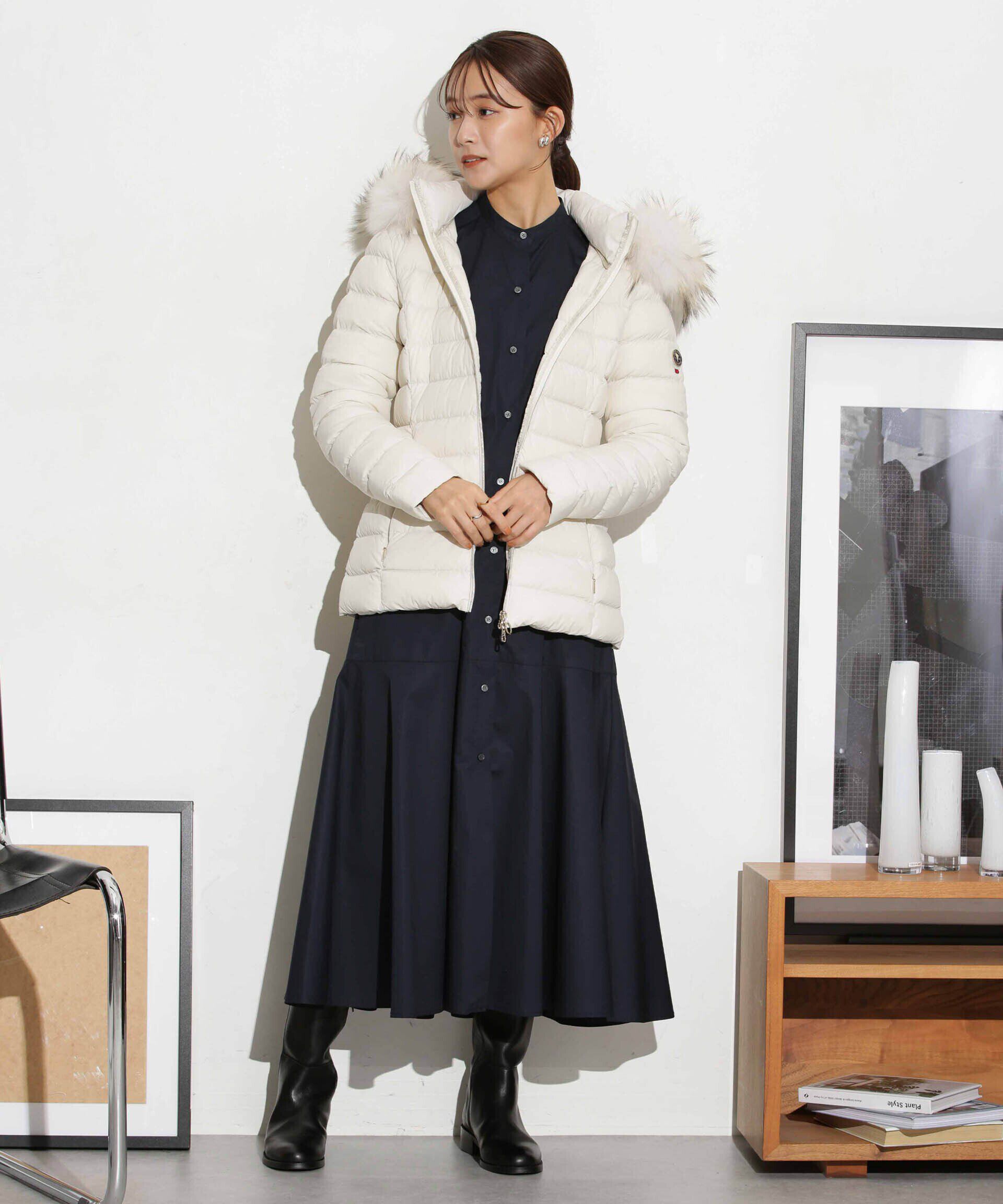 nano･universe「ヘムフレアバンドカラーシャツワンピース」|ワンピース|