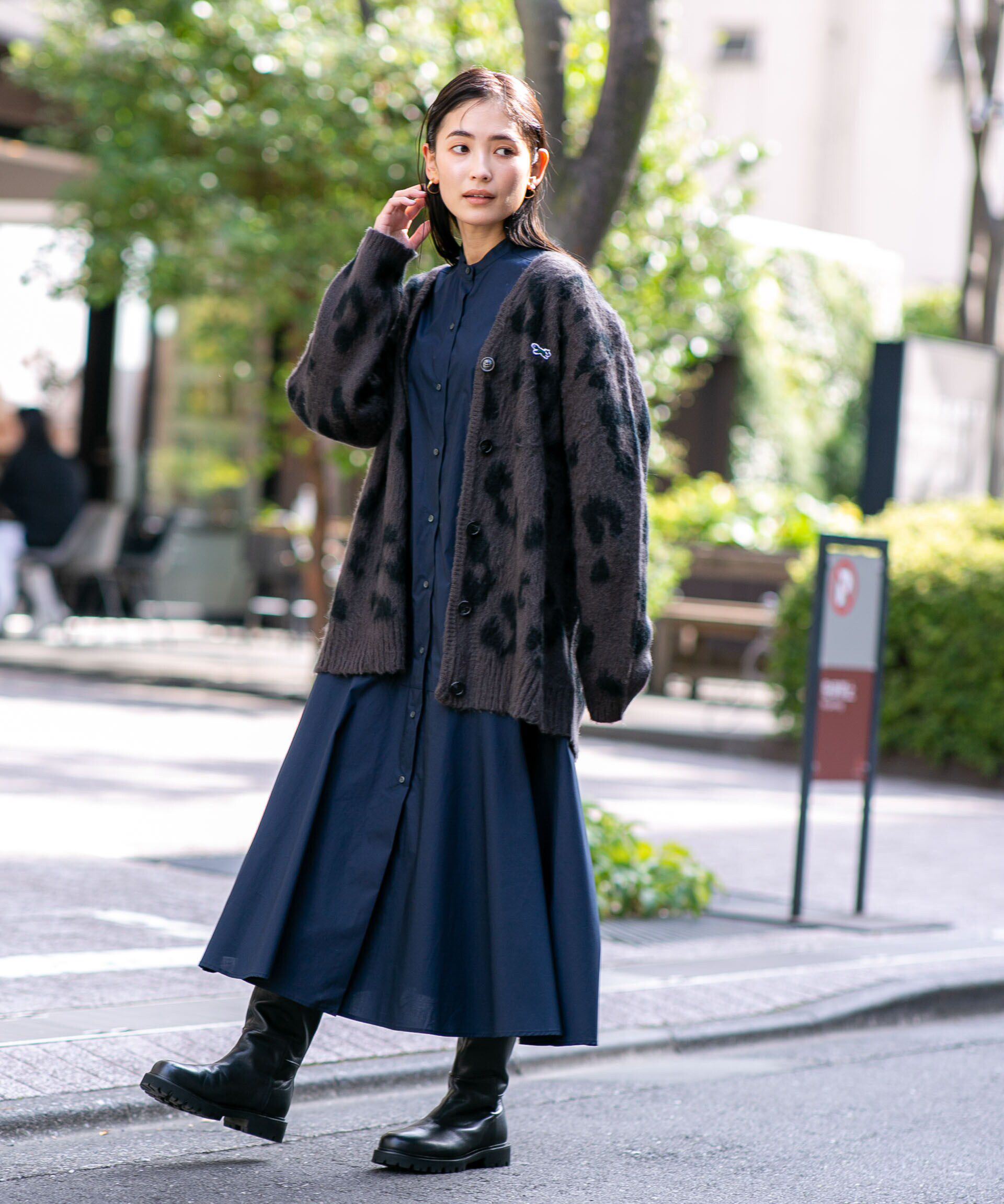 nano･universe「ヘムフレアバンドカラーシャツワンピース」|ワンピース|