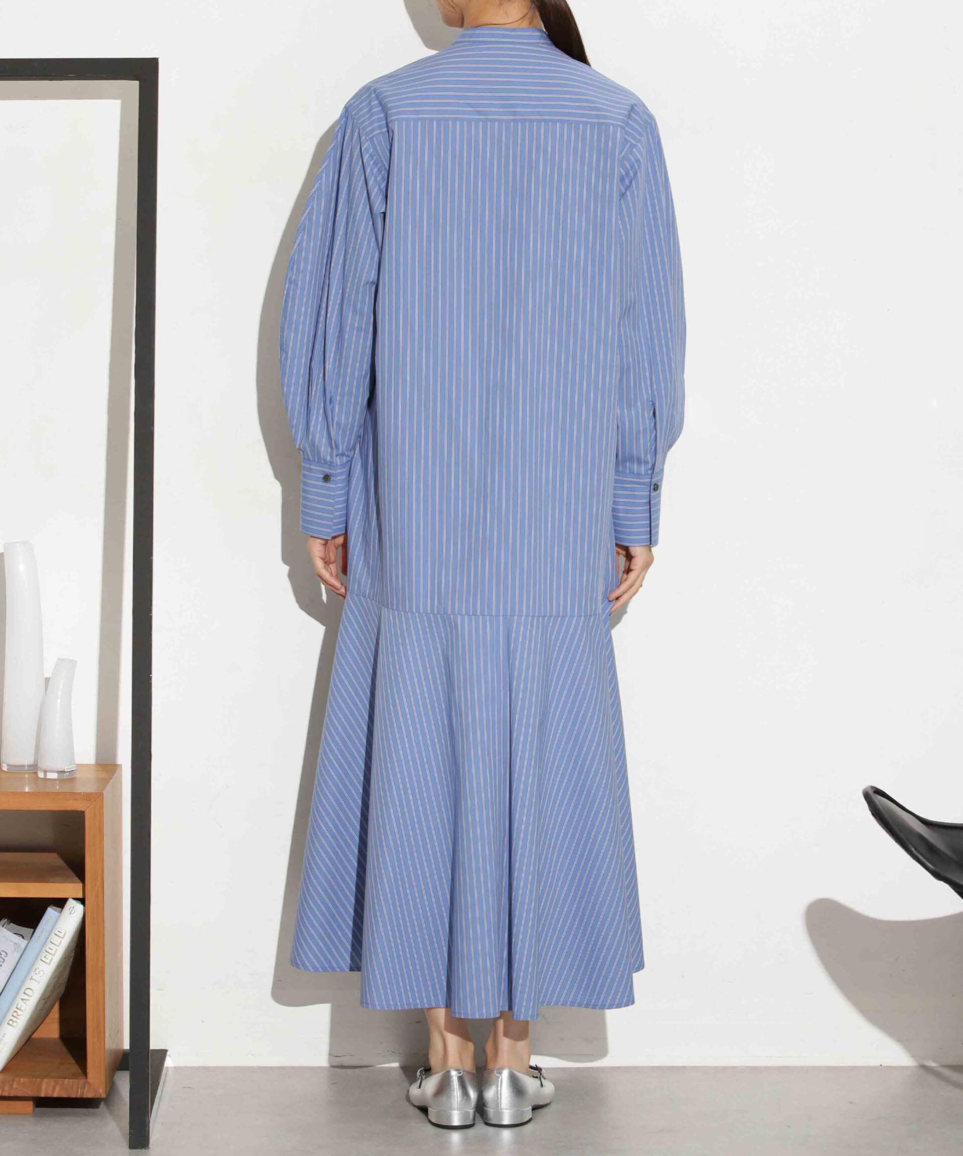 nano･universe「ヘムフレアバンドカラーシャツワンピース」|ワンピース|