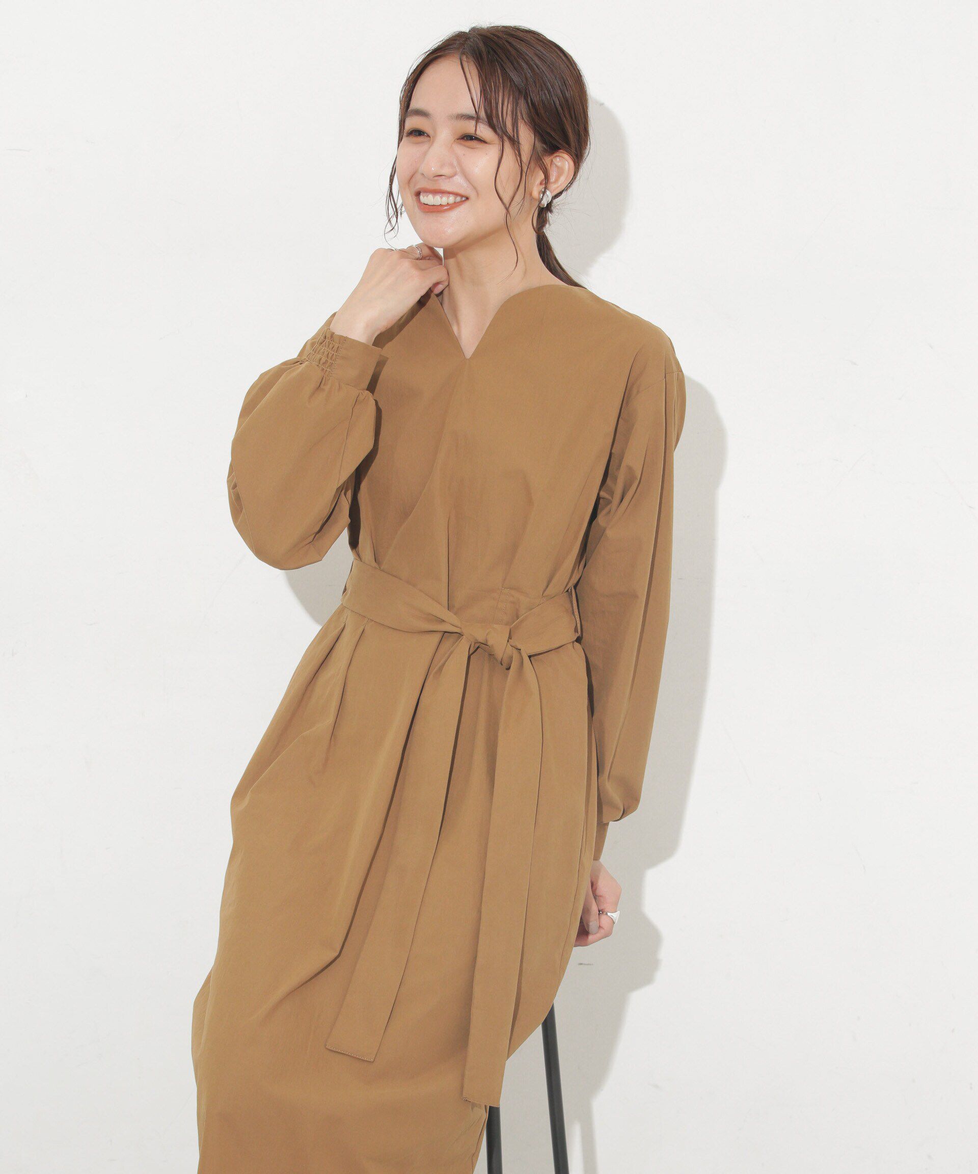 nano･universe「ベルト付きコクーンワンピース」|ワンピース|