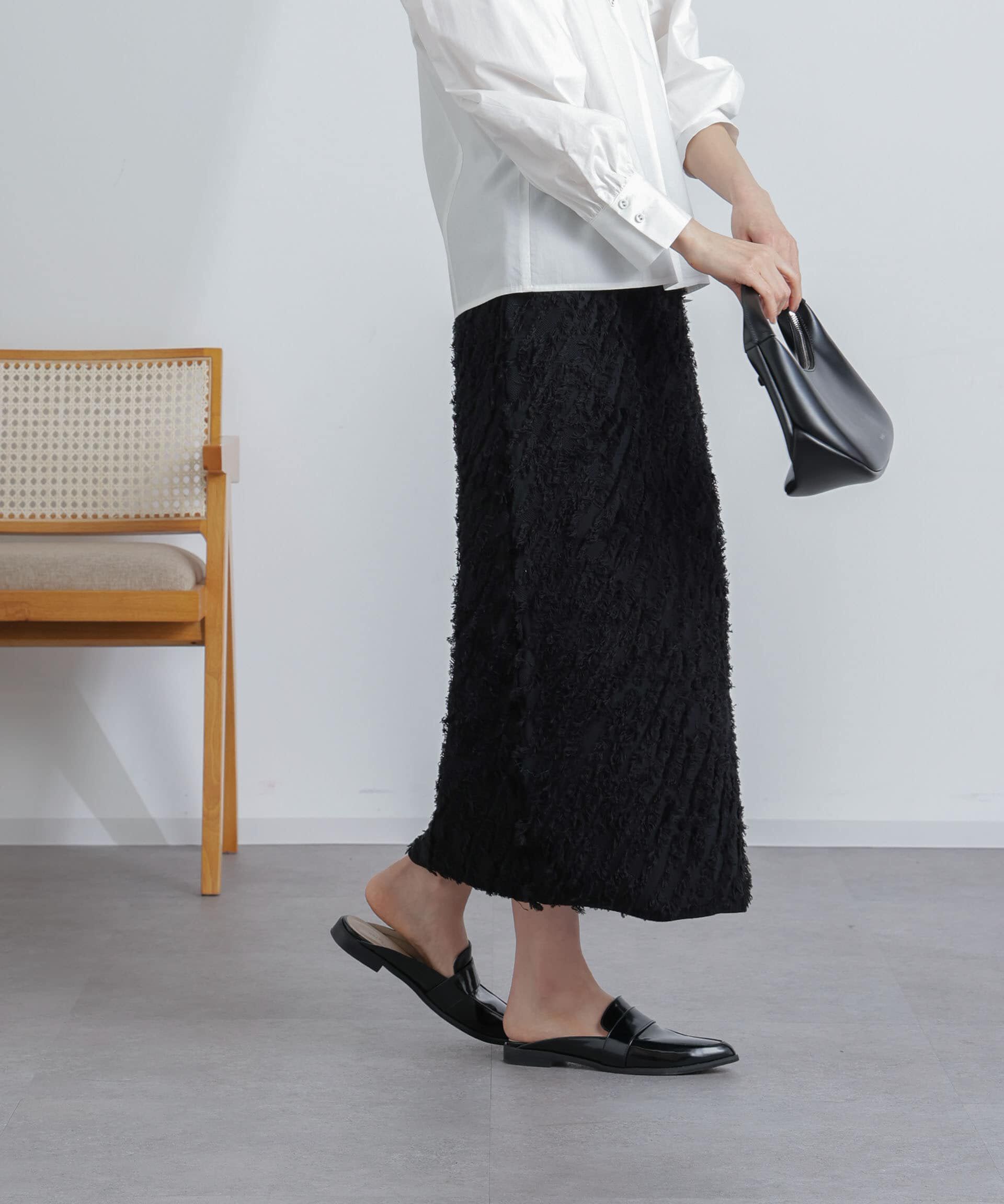 nano･universe「フリンジニットスカート(セットアップ可)」|スカート|ブラック