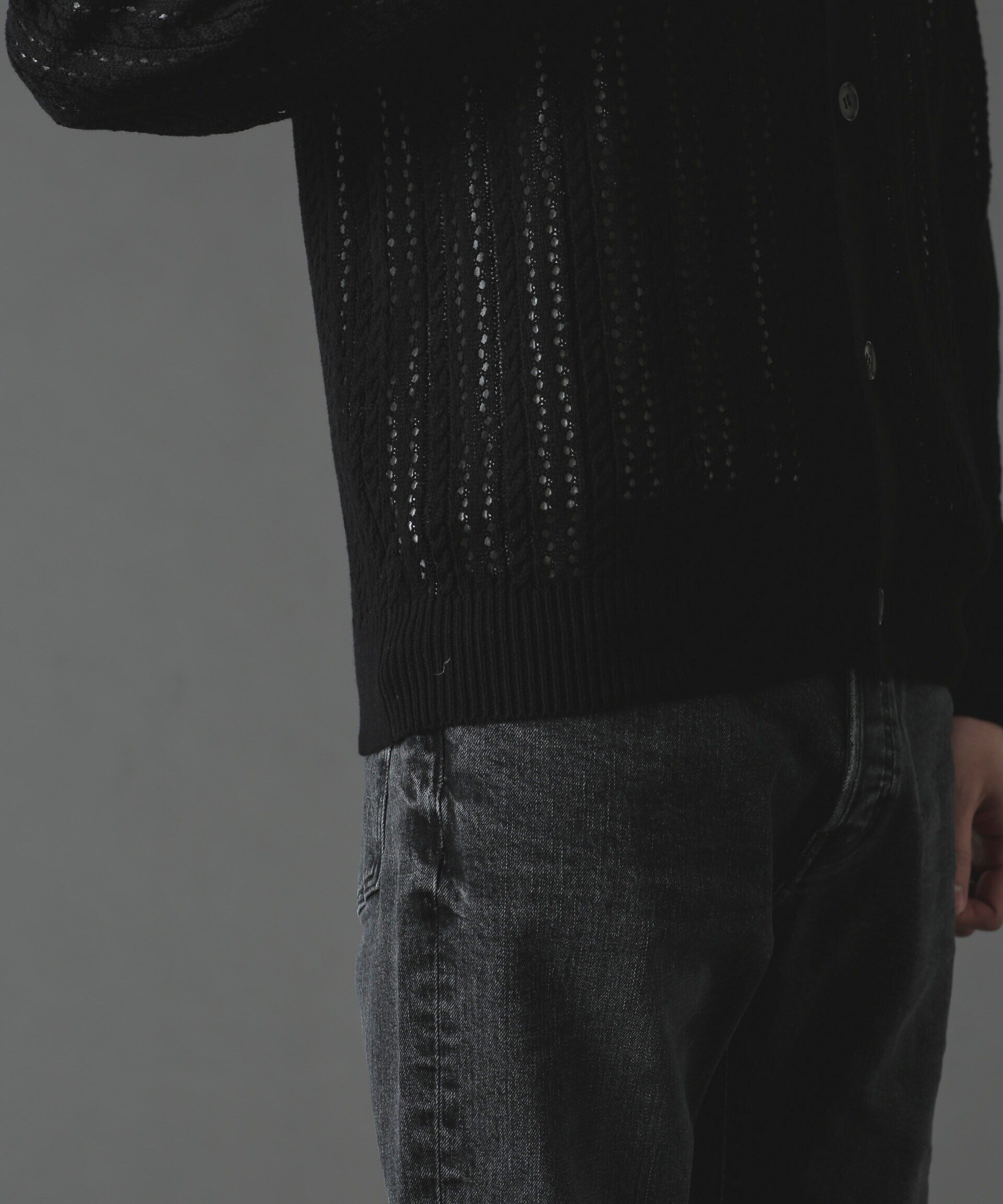 nano･universe「透かし編みカーディガン」|ニット・セーター|