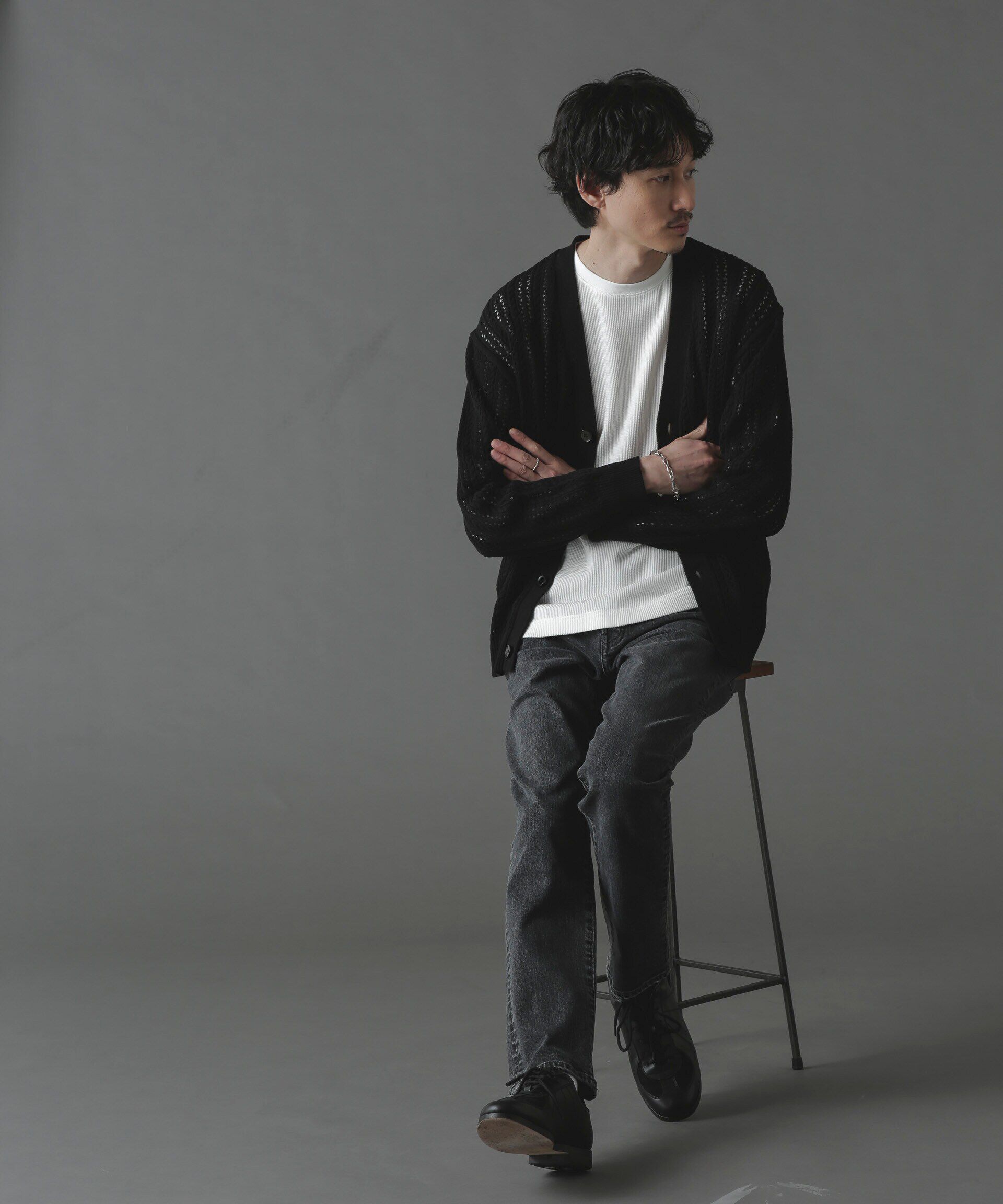 nano･universe「透かし編みカーディガン」|ニット・セーター|