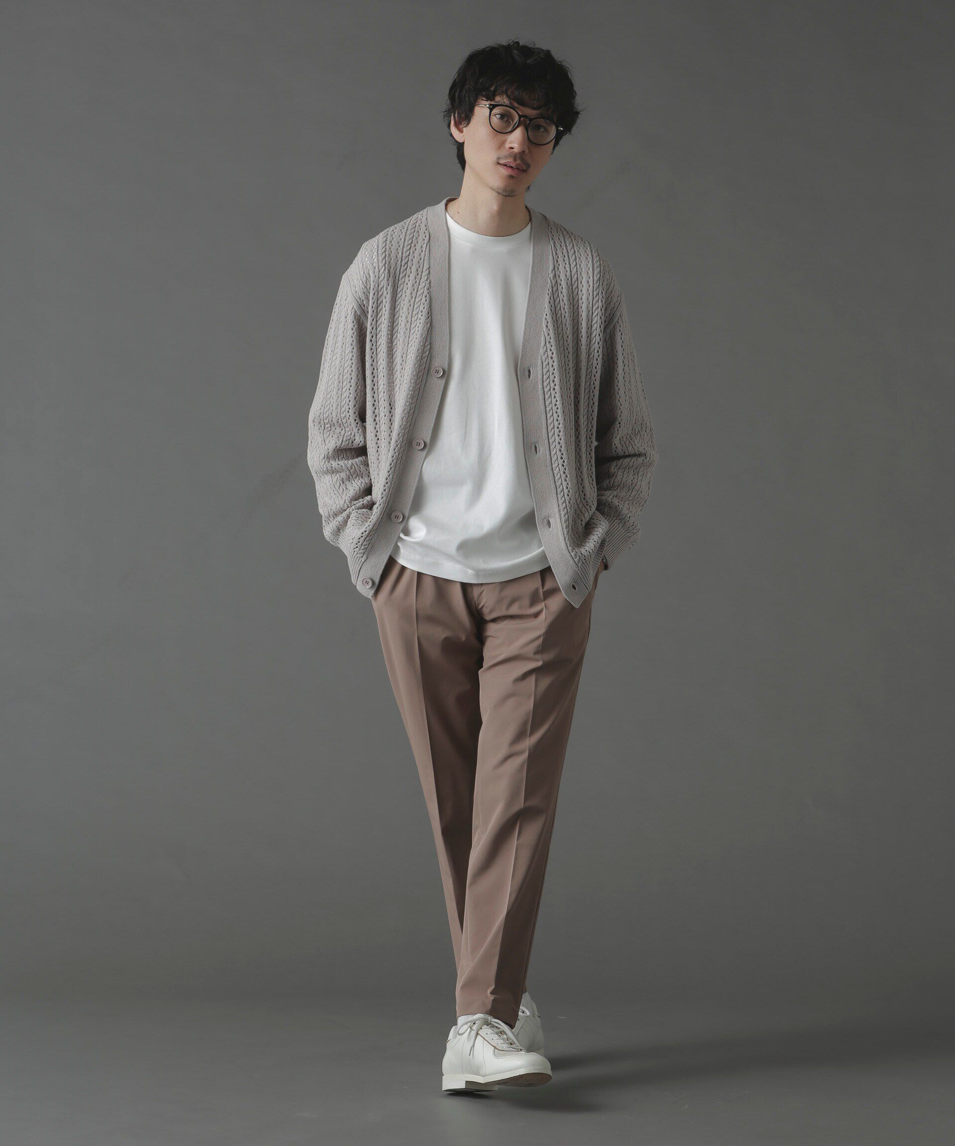 nano･universe「透かし編みカーディガン」|ニット・セーター|