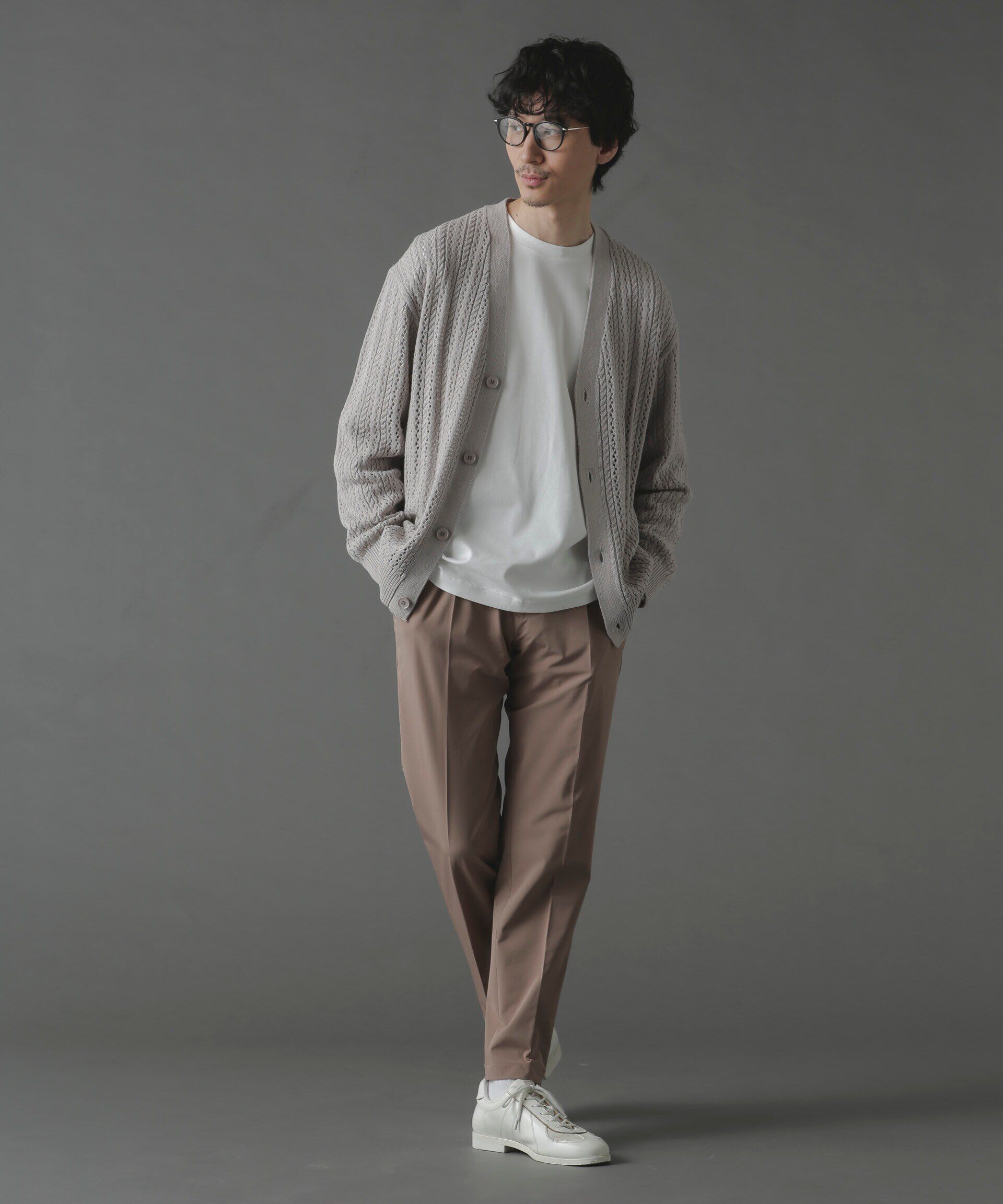 nano･universe「透かし編みカーディガン」|ニット・セーター|