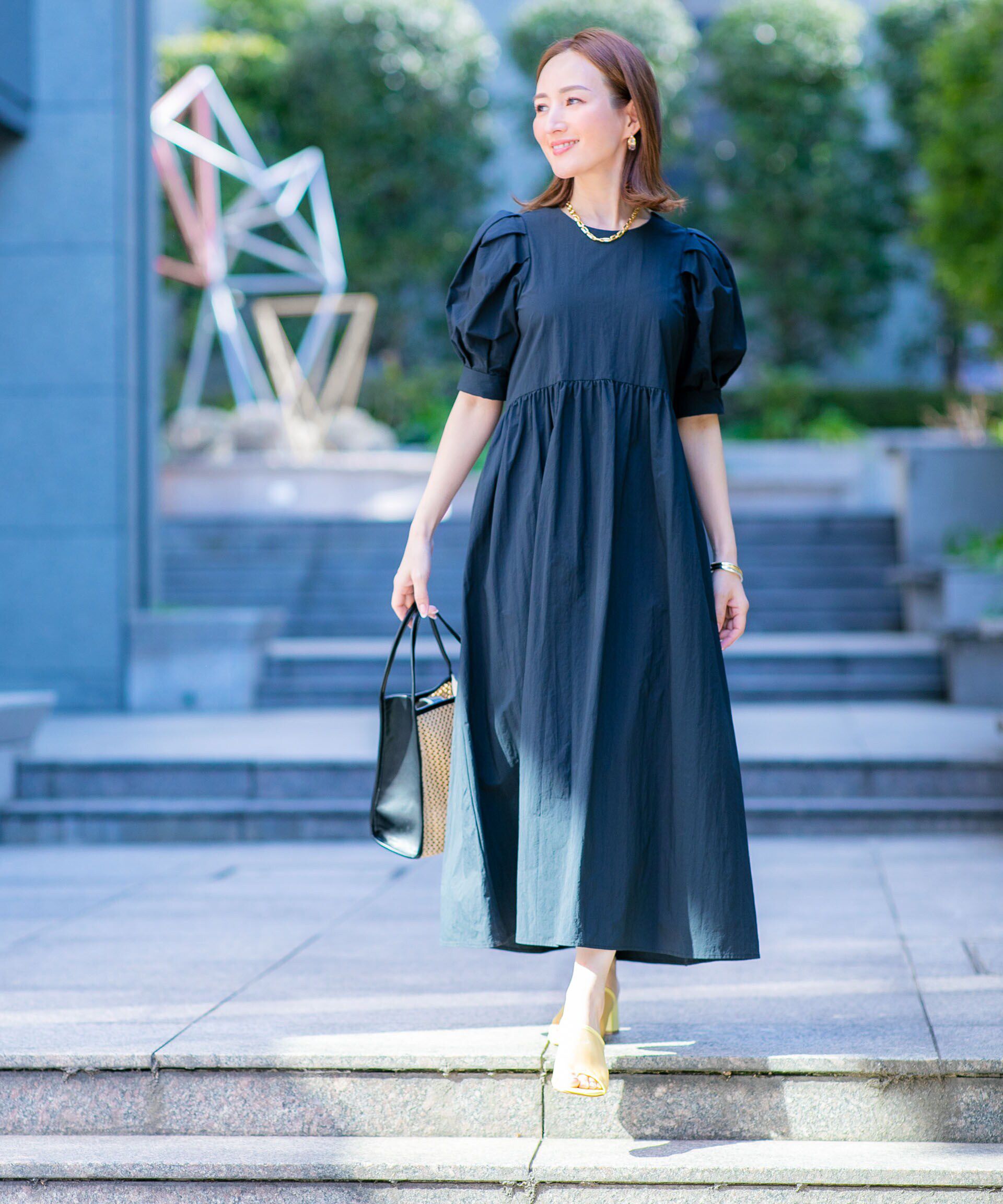 nano･universe「「星玲奈&times;NANO universe」タックスリーブタスランマキシワンピース」|ワンピース|