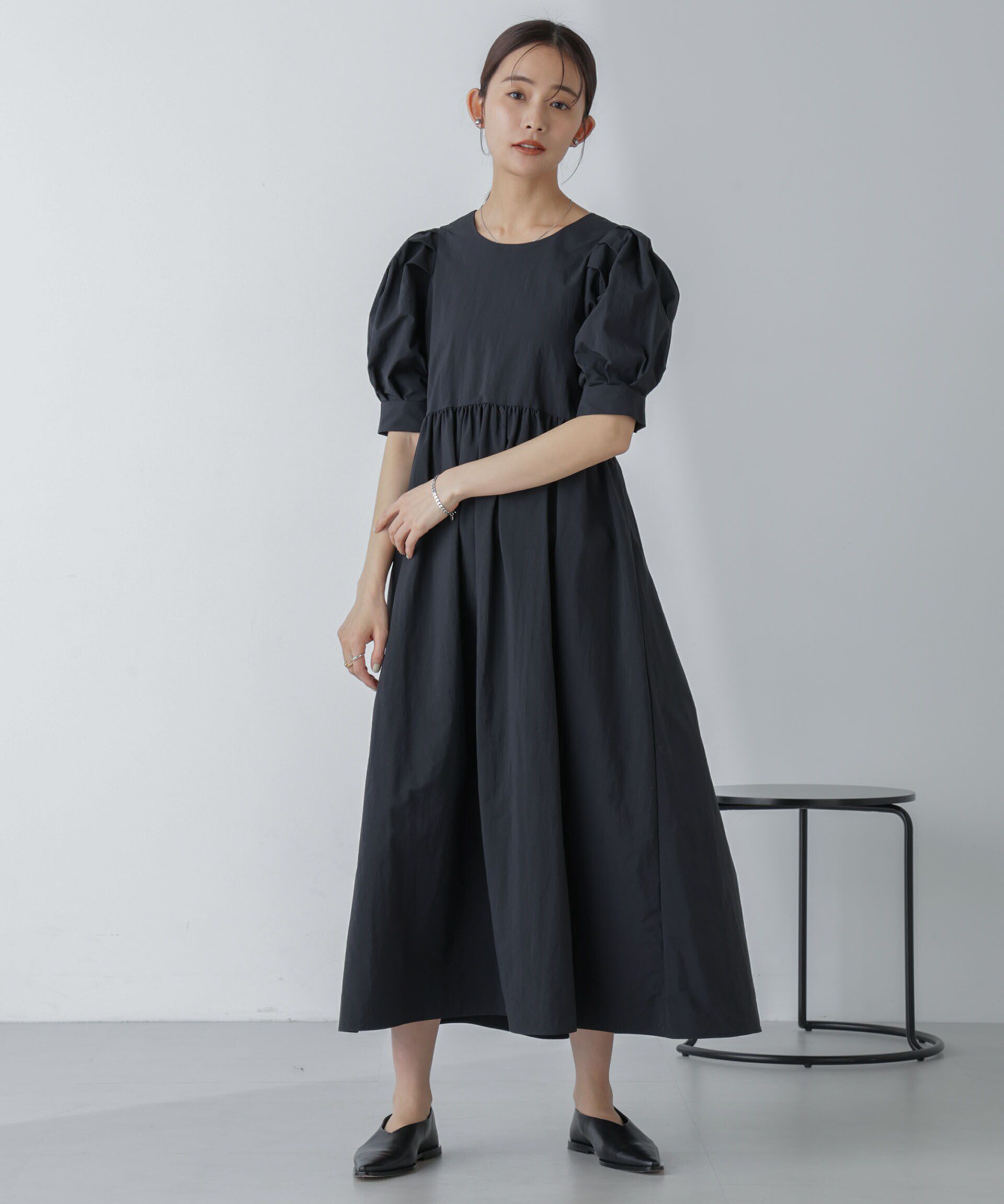 nano･universe「「星玲奈&times;NANO universe」タックスリーブタスランマキシワンピース」|ワンピース|