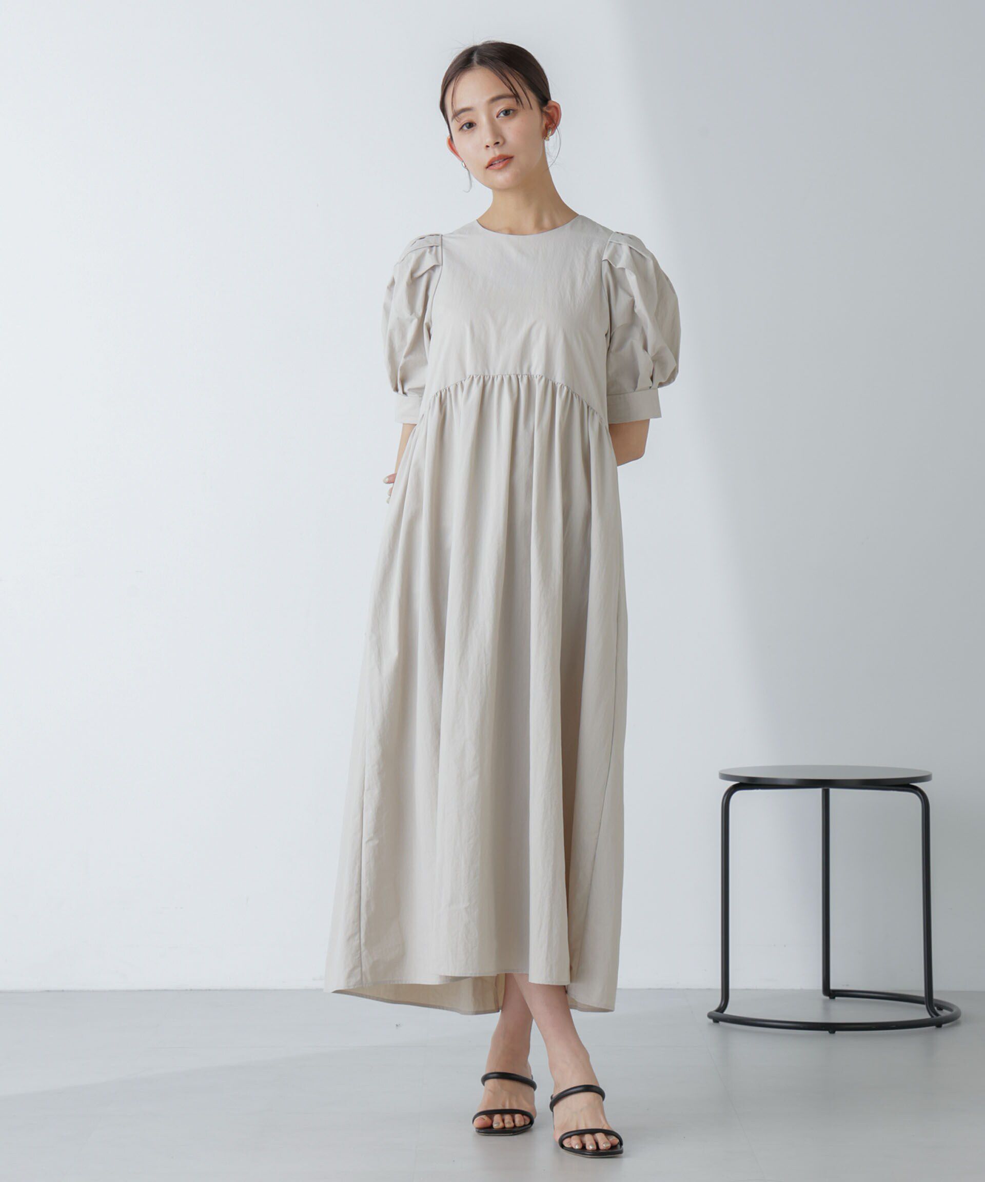 nano･universe「「星玲奈&times;NANO universe」タックスリーブタスランマキシワンピース」|ワンピース|