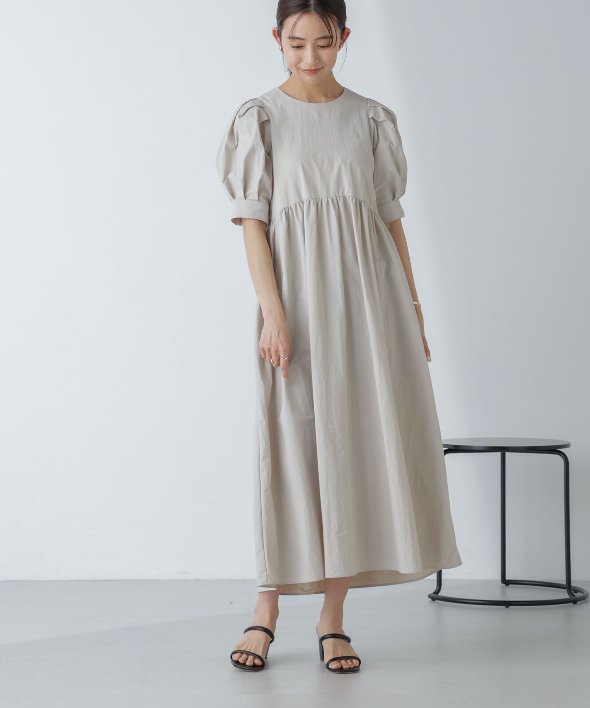 nano･universe「「星玲奈&times;NANO universe」タックスリーブタスランマキシワンピース」|ワンピース|