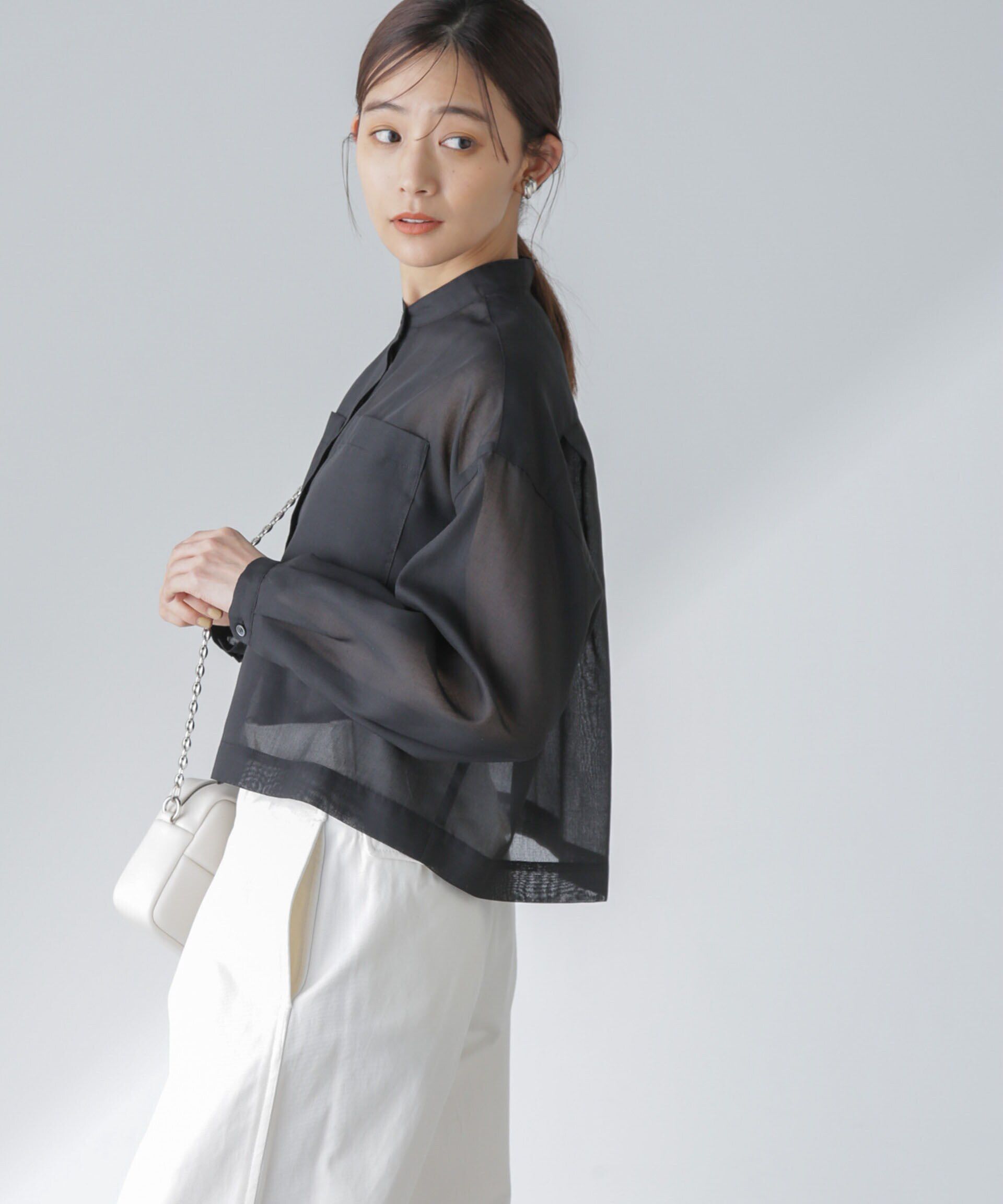 nano･universe「タックスリーブシアーポケットシャツ」|シャツ・ブラウス|