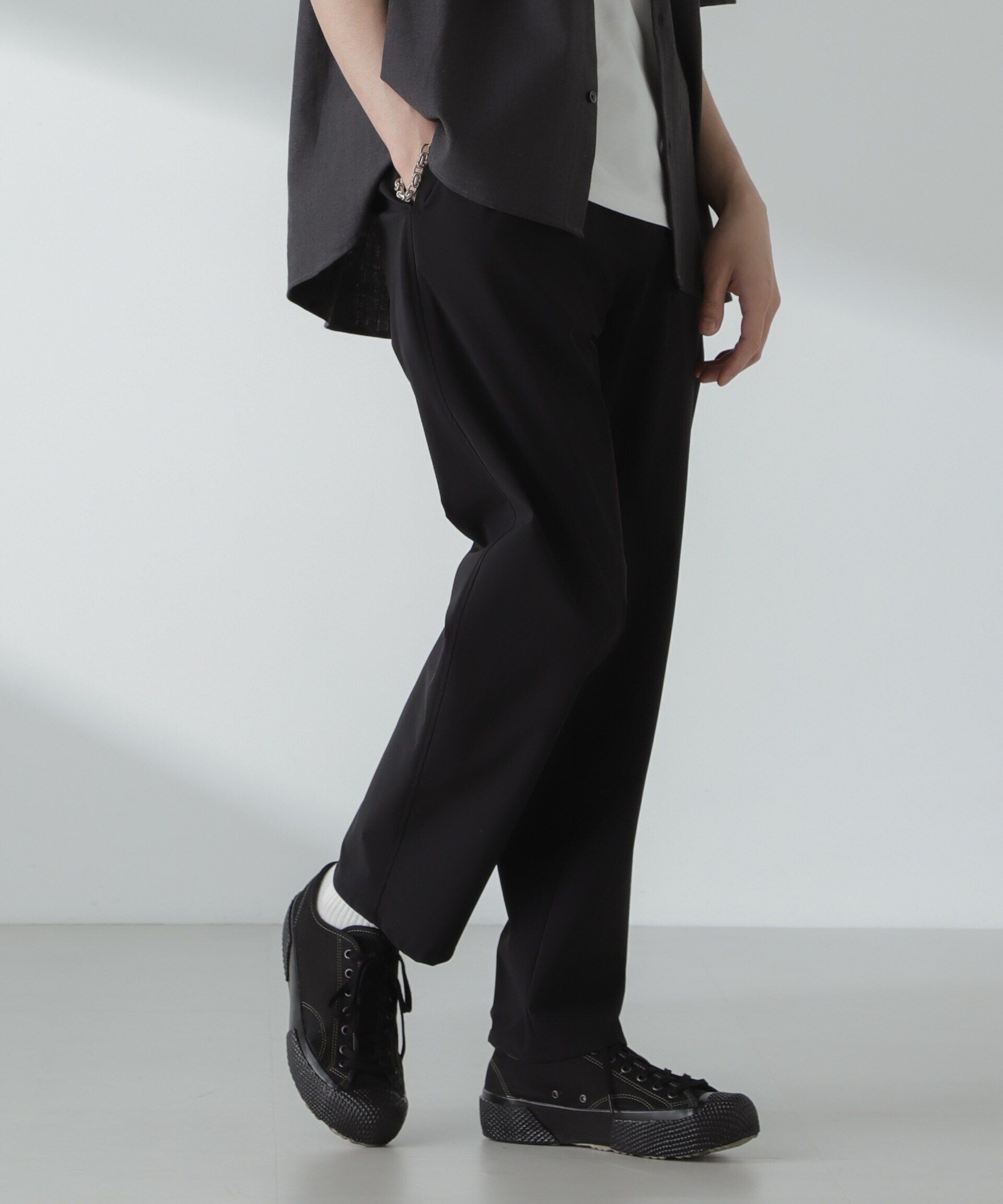 nano･universe「ストレッチハイゲージトリコットイージーパンツ(セットアップ可)」|チノ|