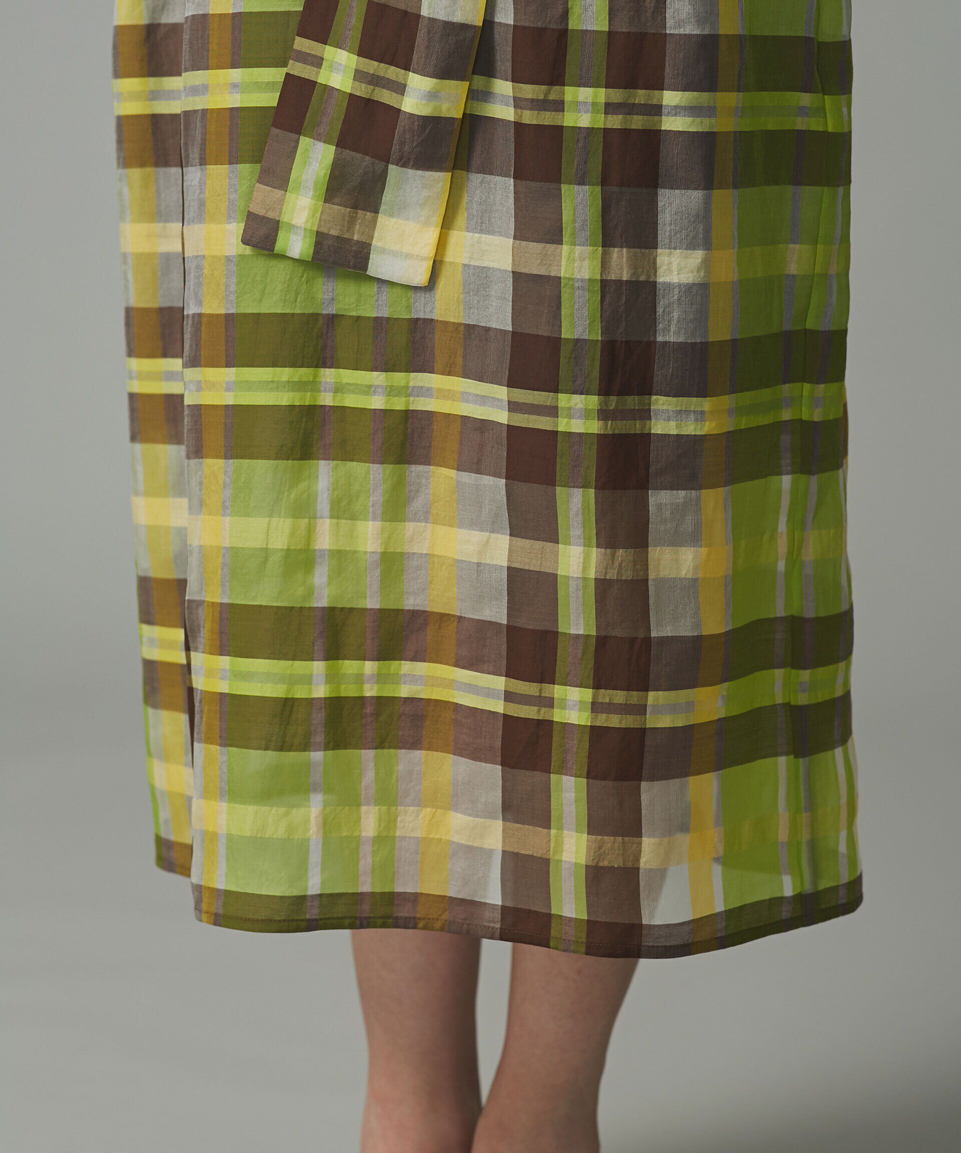 nano･universe「シアーチェックボリュームスリーブワンピース」|ワンピース|