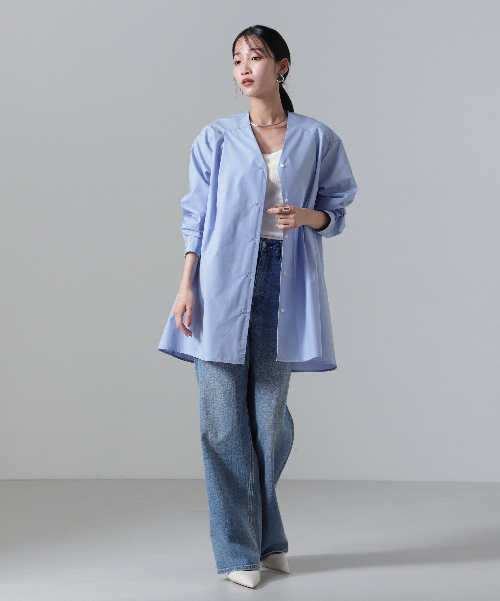 nano･universe「AラインVネックチュニックワンピース」|ワンピース|