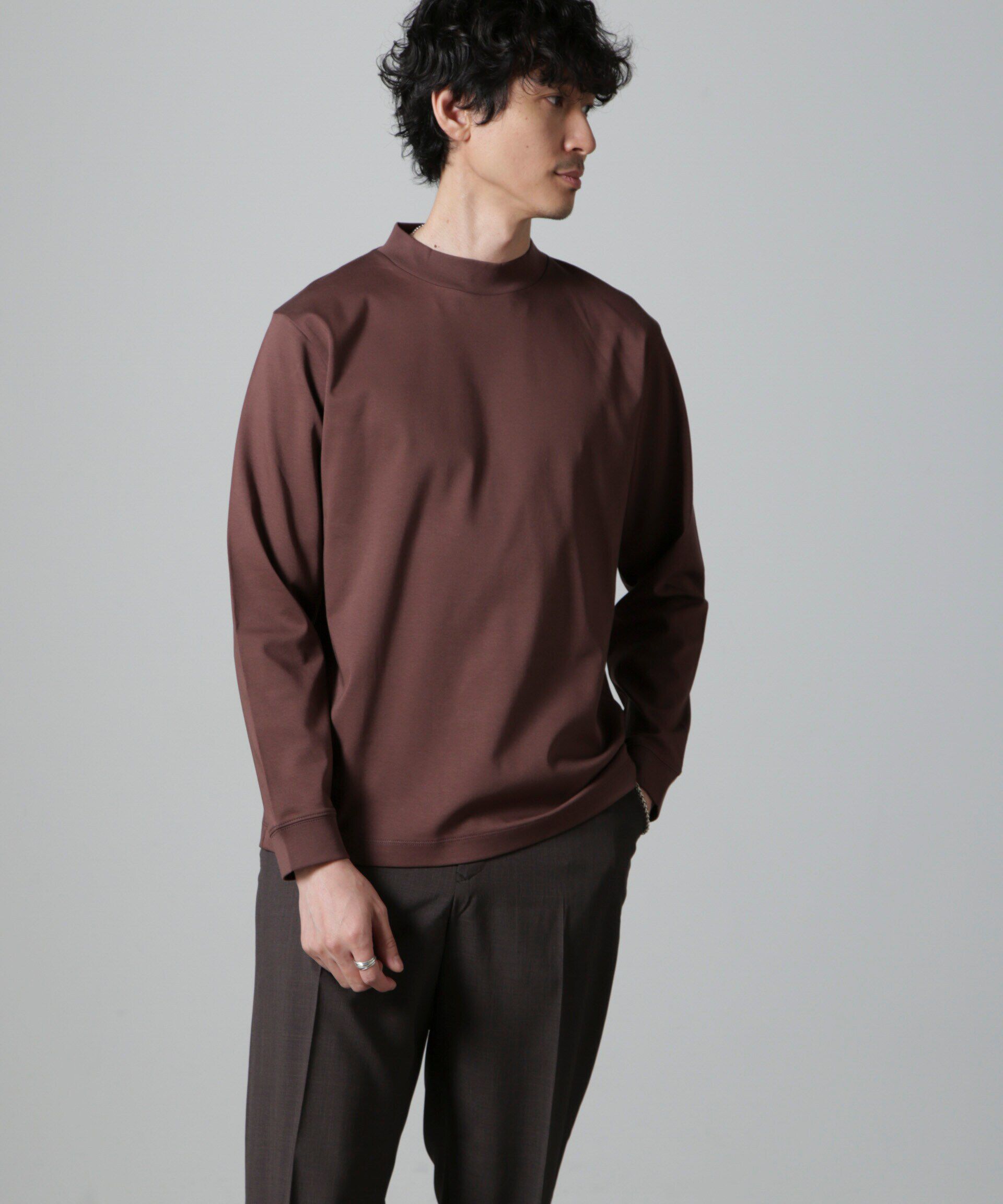 nano･universe「アンチスメルモックネックTシャツ 長袖」|Tシャツ・カットソー|レンガ6