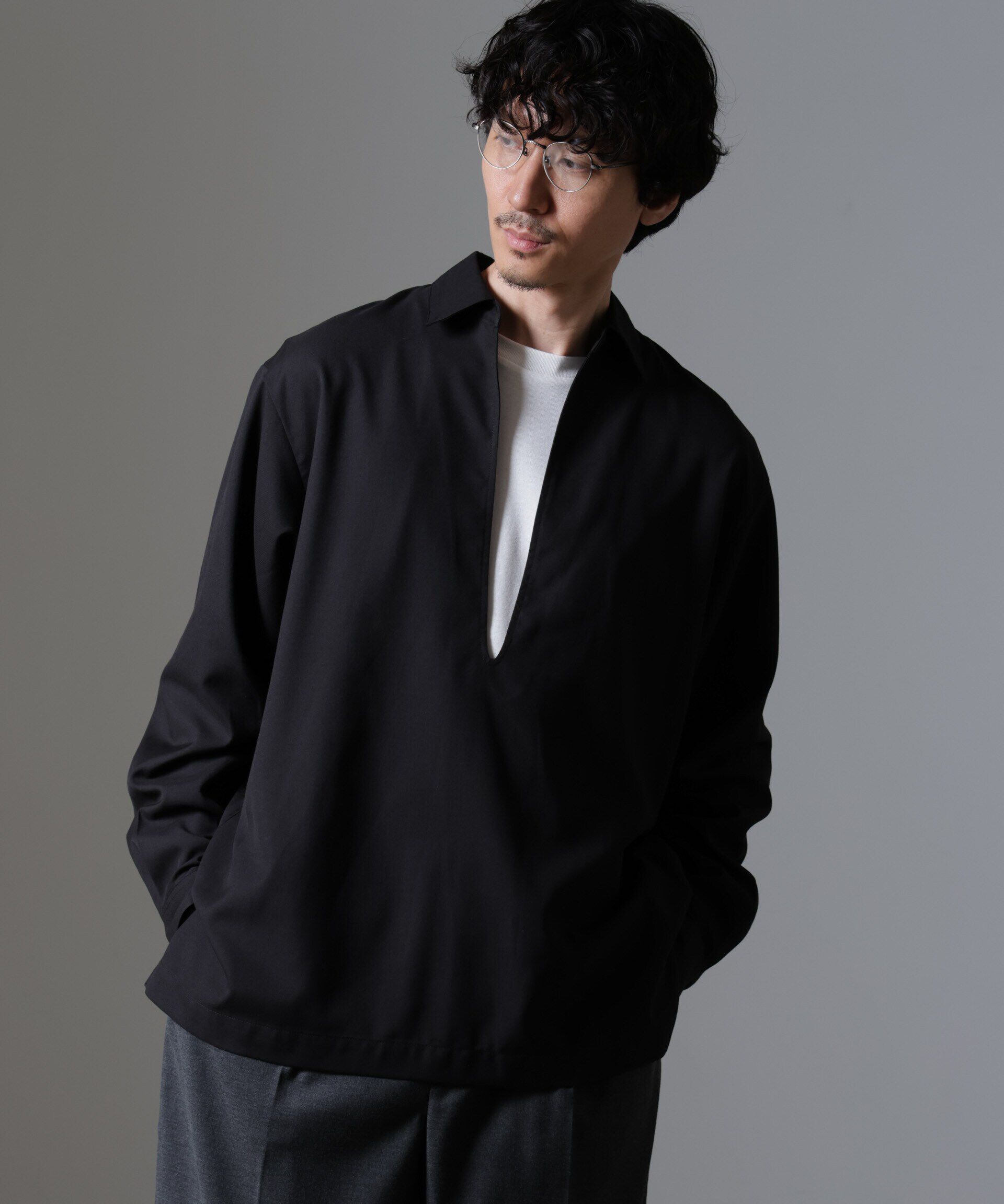 nano･universe「ドレープスキッパーシャツ 長袖」|シャツ・ブラウス|