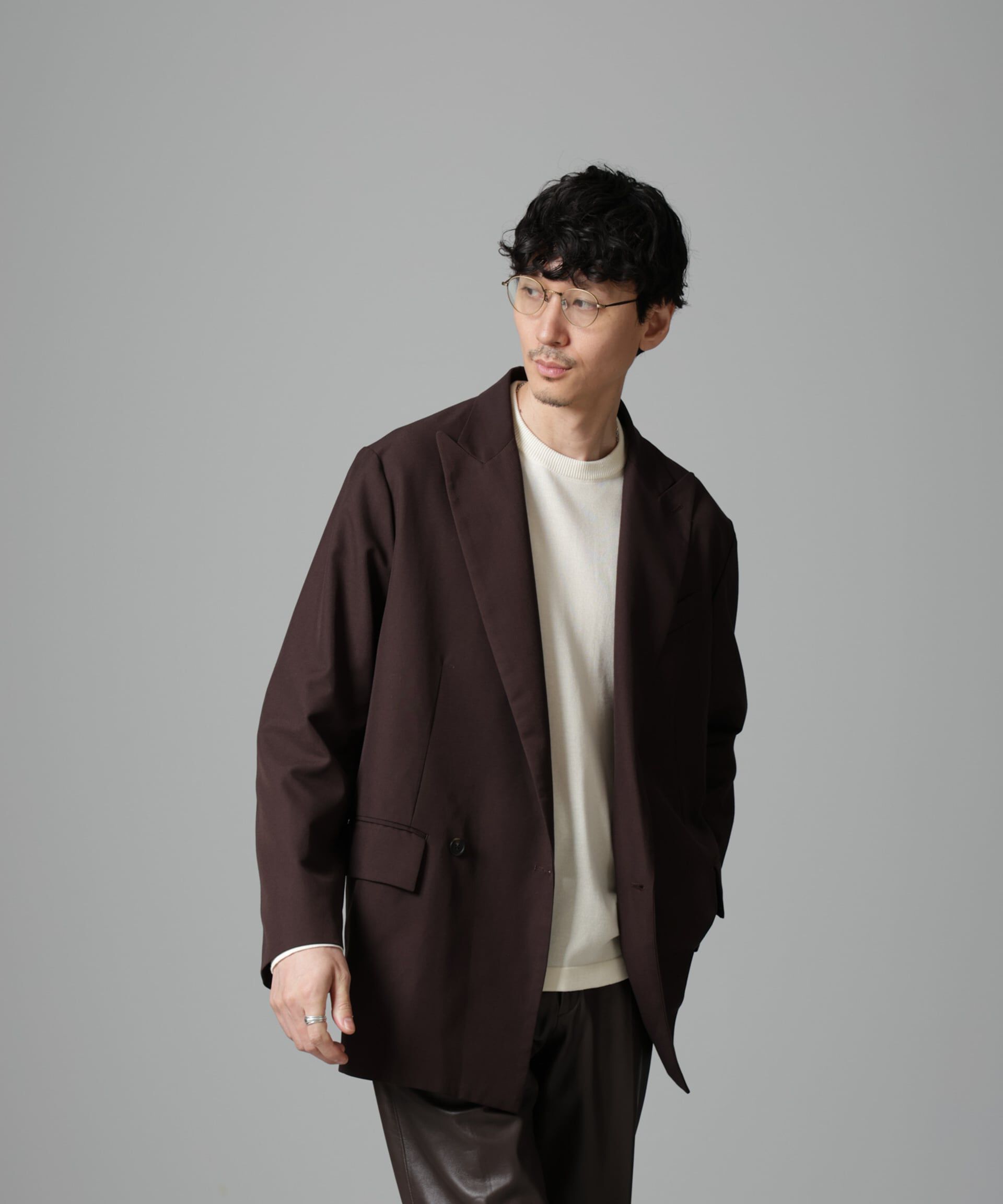 nano･universe「ヴィンテージライク ピークドラペルダブルジャケット」|テーラードジャケット|ブラウン