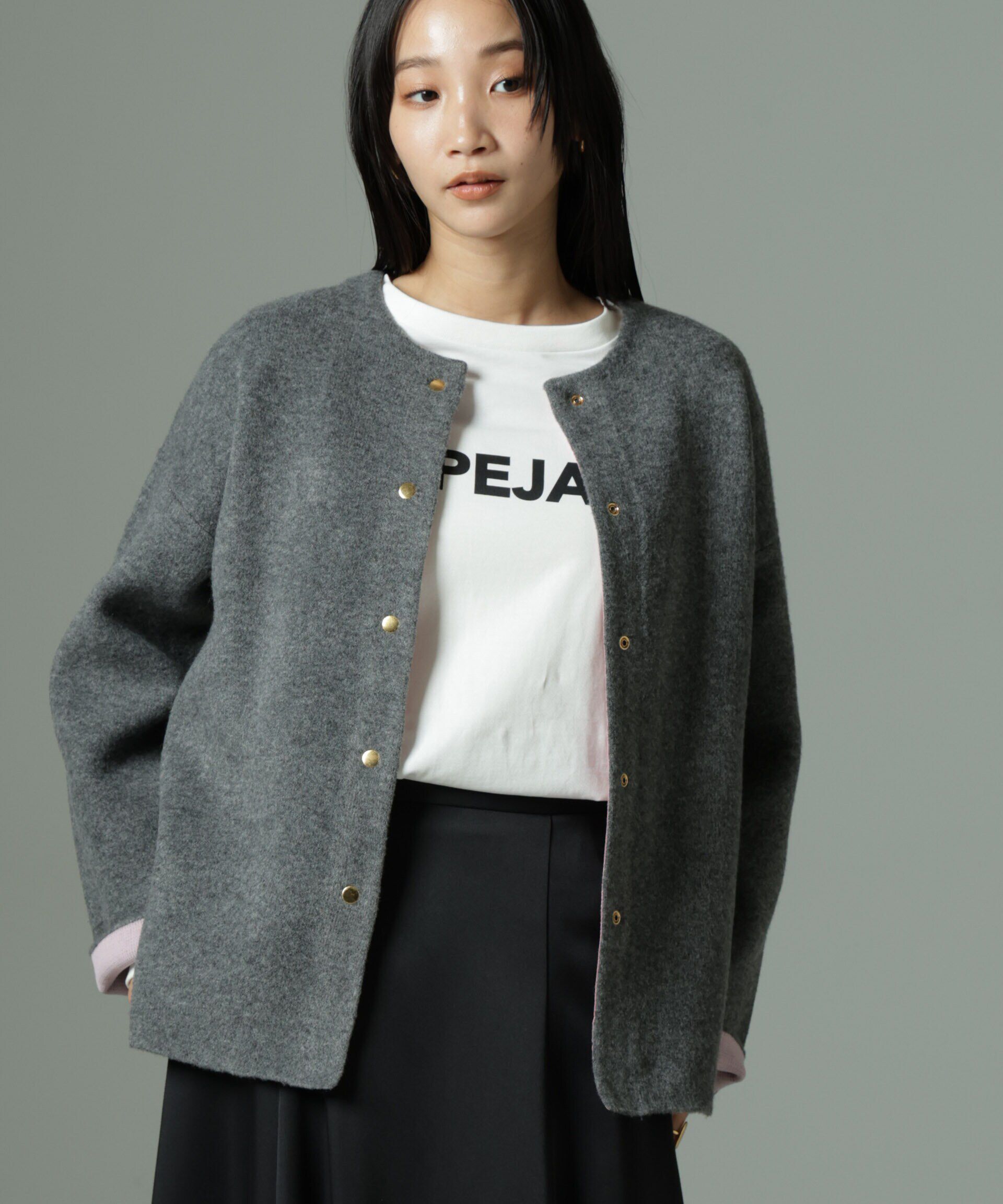 nano･universe「ダブルフェイスカーディガン」|ニット・セーター|チャコール3