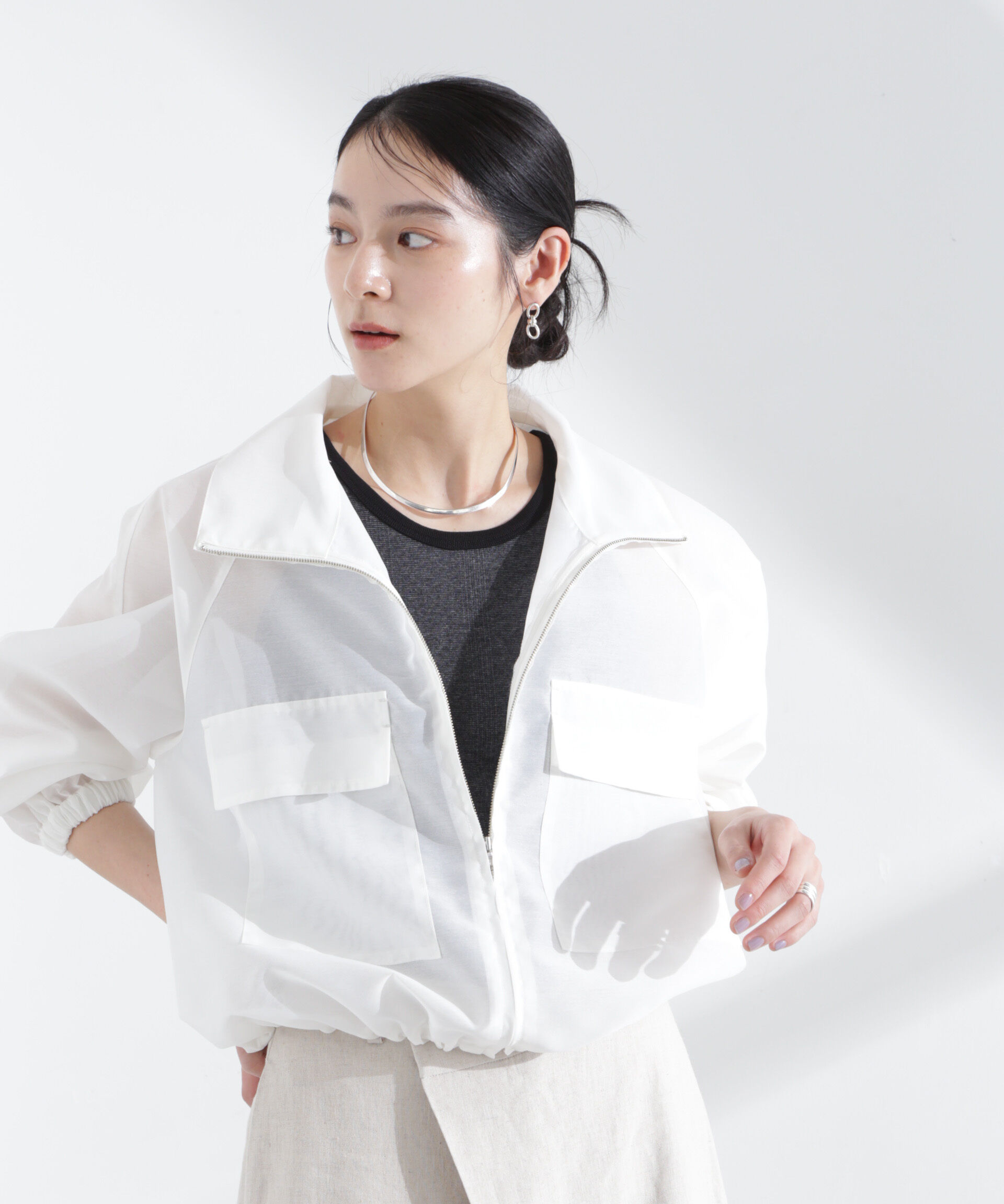 nano･universe「スパンオーガンジーブルゾン」|ブルゾン・スタジャン|