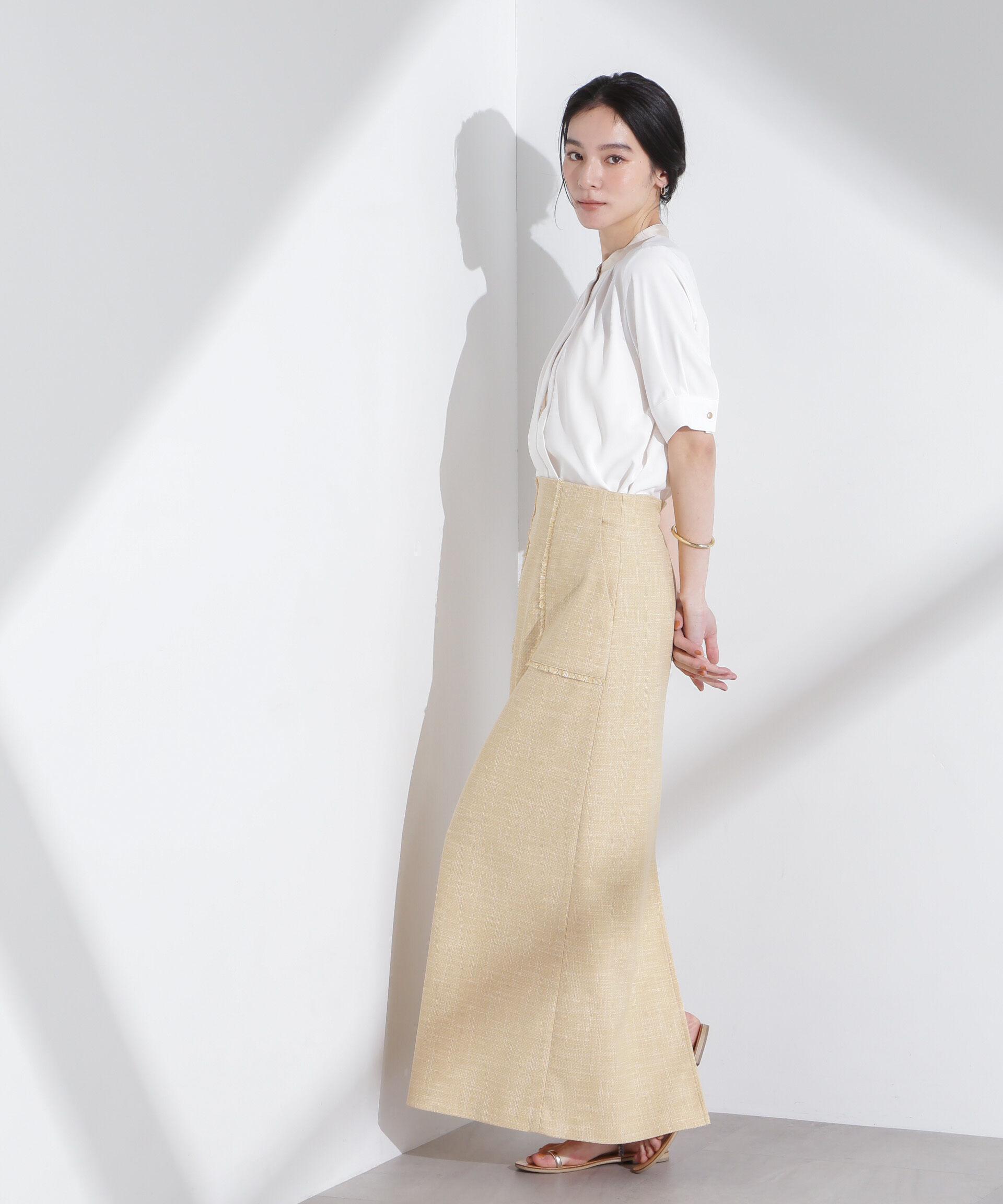 nano･universe「スタンドバイカラータックブラウス 半袖」|シャツ・ブラウス|