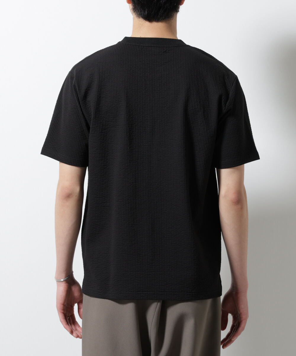 nano･universe「ジャージーサッカーヘンリーネックTシャツ 半袖」|Tシャツ・カットソー|