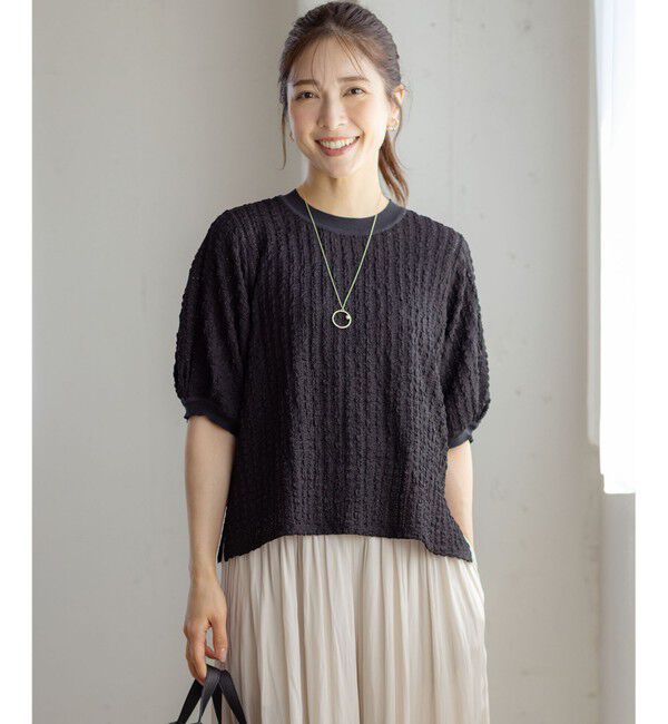 組曲「レーシージャージーニットライク カットソー」|Tシャツ・カットソー|ブラック系