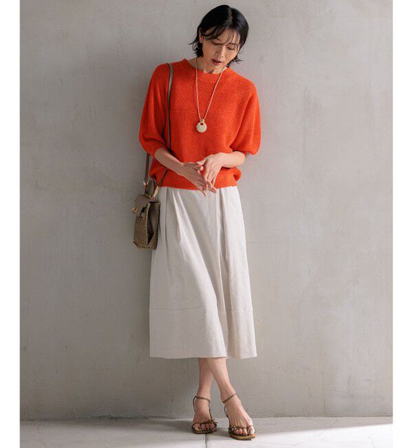 23区「【洗える】リネンレーヨンストレッチ タック スカート」|スカート|