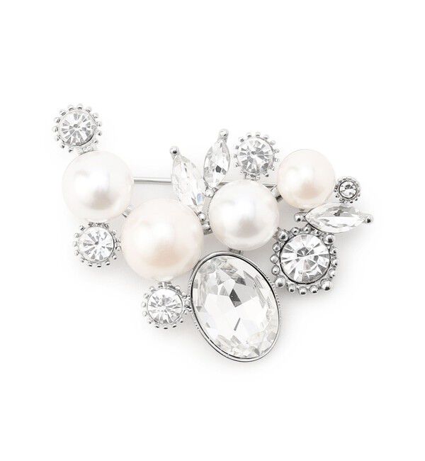 23区「パールMIXトライアングル ブローチ」|ブローチ・コサージュ|